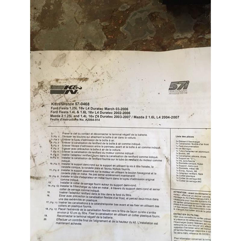 Ford k&n induction kit