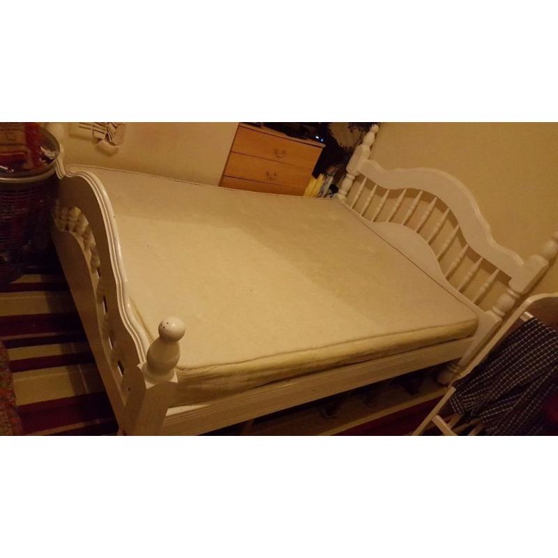 Vintage white solid Double bed frame - NO MATTRESS