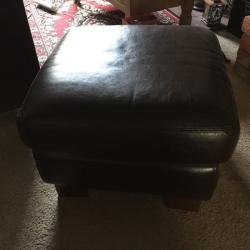 Brown leather pouffe for sale