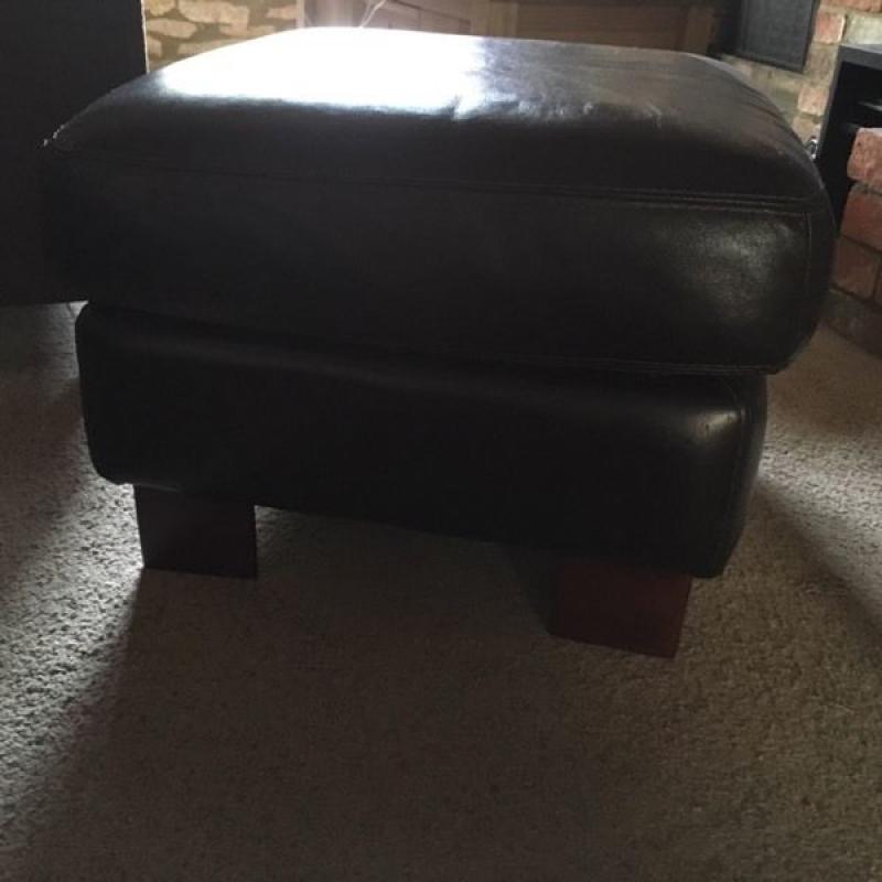 Brown leather pouffe for sale