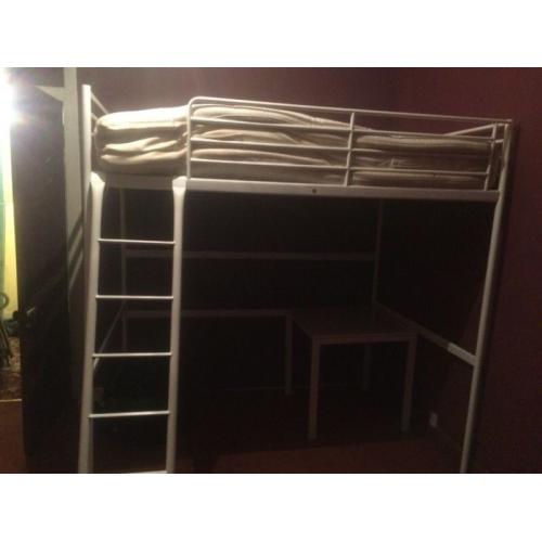 Double loft bed with mattress