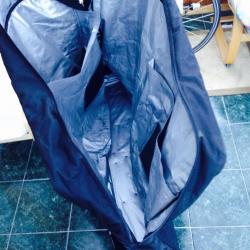 DHB soft padded bike bag with wheels on one corner for ease.