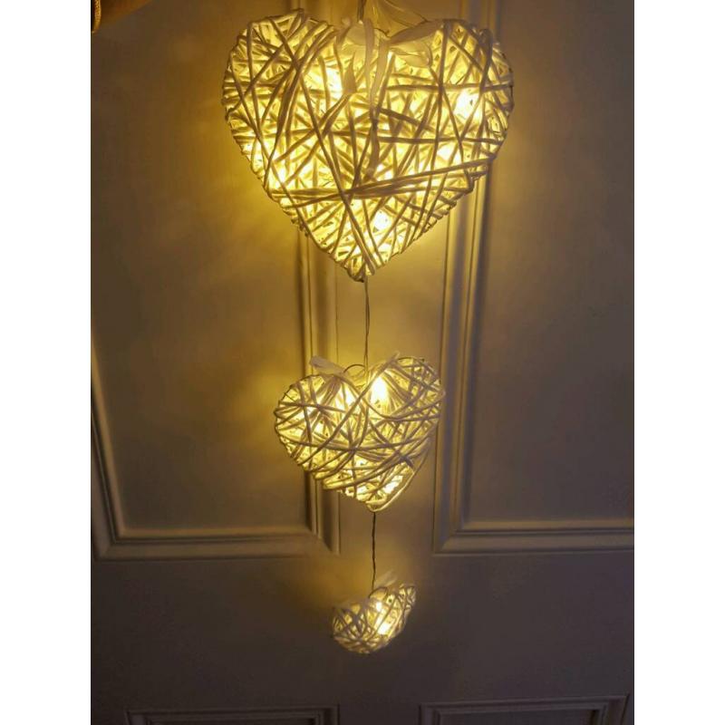 Brand New Set of 3 Hanging LED Hearts