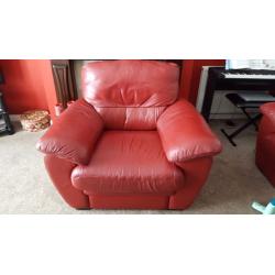 Italian Red Leather Single Chair