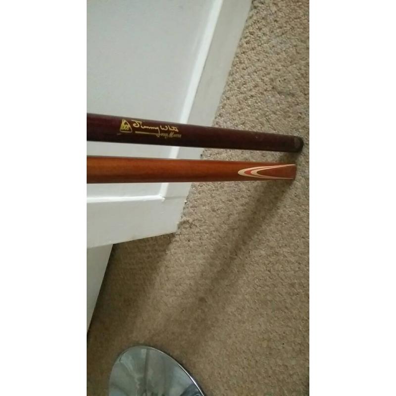 Two snooker cues