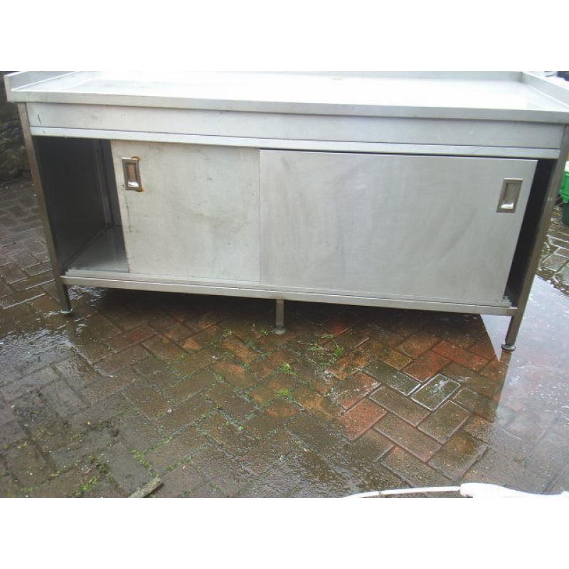 COMMERCIAL STAINLESS STEEL PREP TABLE/CUPBOARD
