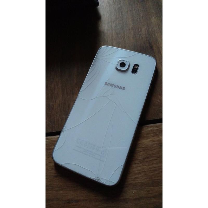 Samsung Galaxy S6 - only 3 months old. Cracked front + rear glass. LCD fine - fully working.