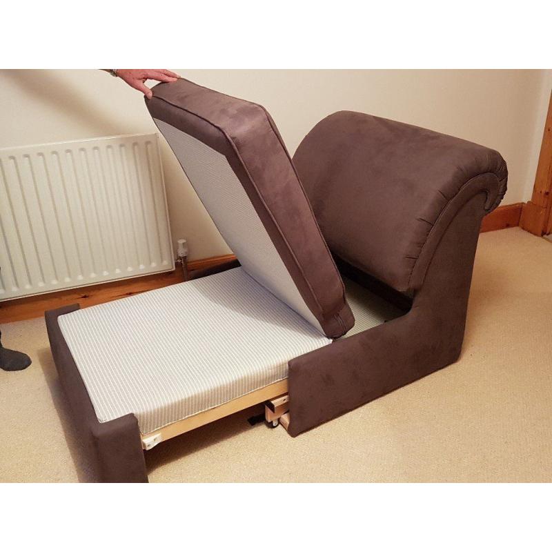 Sofa Bed (single) Chair - John Lewis - Superb Condition & Quality - Brown Fabric. Easy To Use.
