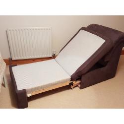 Sofa Bed (single) Chair - John Lewis - Superb Condition & Quality - Brown Fabric. Easy To Use.