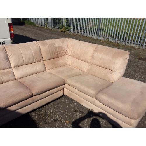 Cream faux suede corner sofa superb condition