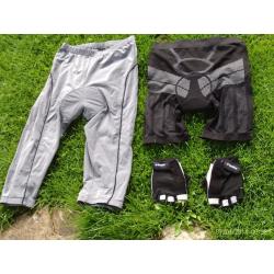 2 pairs of padded cycle shorts and gloves, small/medium unisex