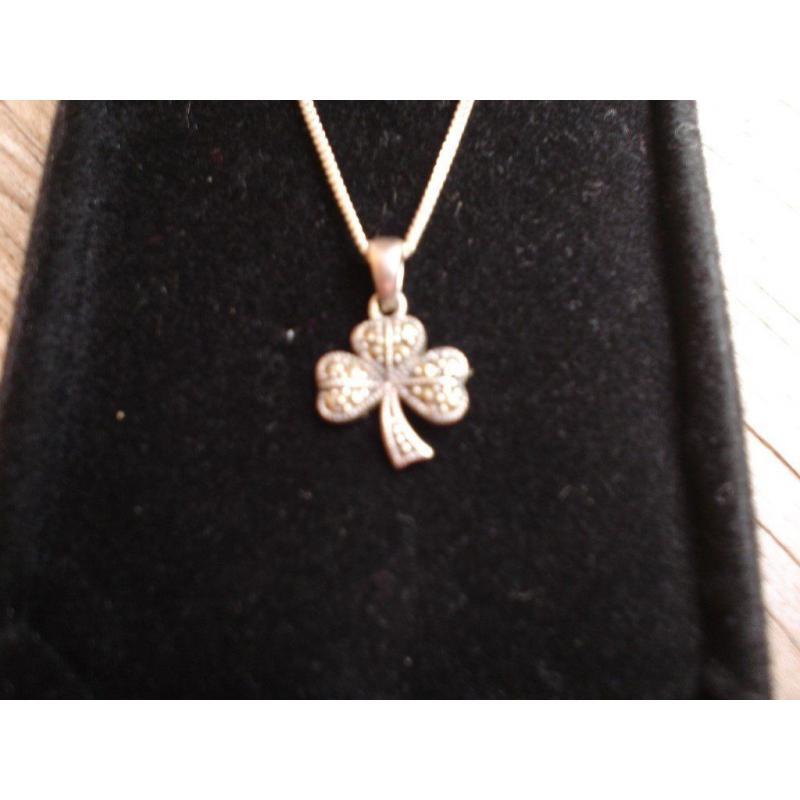 Sterling Silver---hallmarked---Lucky Pendant and Chain