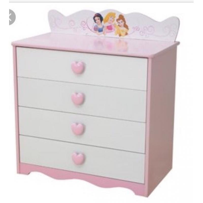 Disney Princess toddler bed & matching chest of drawers