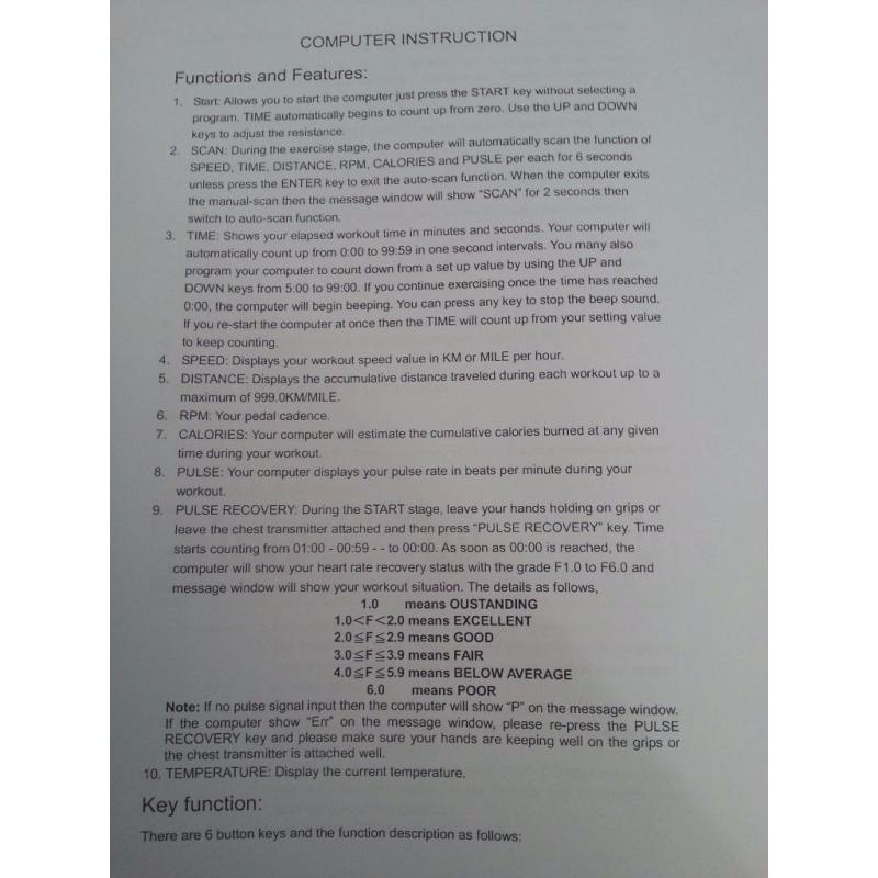 REEBOK EDGE exercise bike with full instructions.