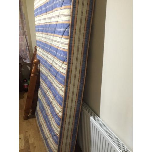 Oak double bed frame and mattress