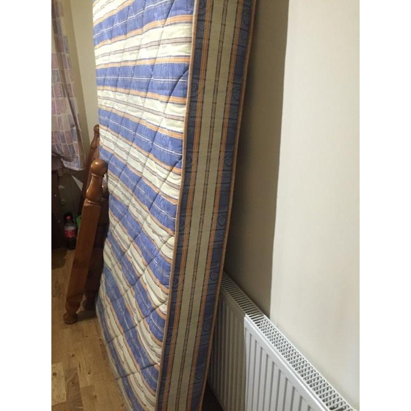 Oak double bed frame and mattress