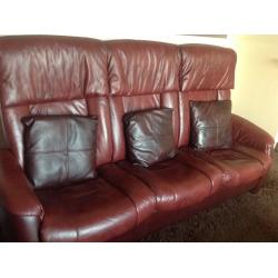 3 seat reclining sofa, reclining swivel chair and 2 footstools