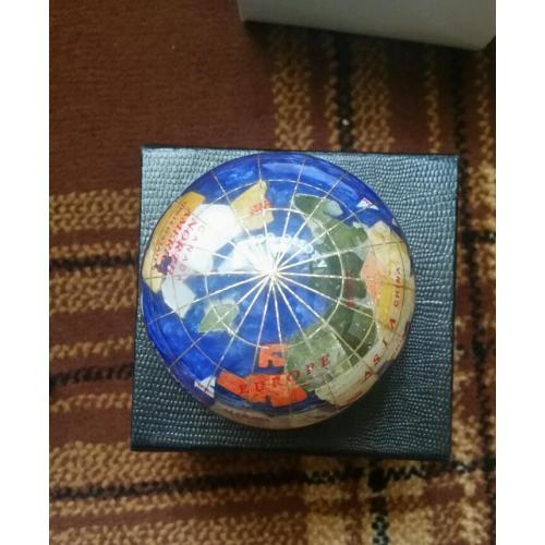 Earth paperweight inlaid stones gems