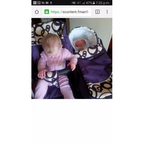 Brand new purple twin pram for sale.