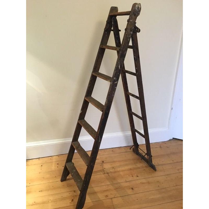 Vintage Extendable Ladder 11ft Wooden Ladder