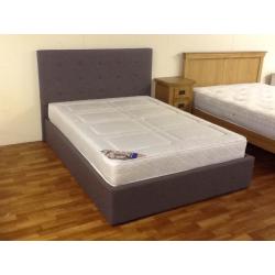 DOUBLE GREY OTTOMAN STORAGE BED WITH ORTHO MATTRESS