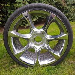 18" CHROME ALLOY WHEELS WITH TYRES - CITROEN - FORD - PEOGEOT - PCD 4x108 ALLOYS - 135 POUNDS ONO