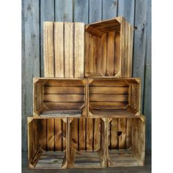 10 Rustic Smaller Burn Effect Vintage Wooden Crates