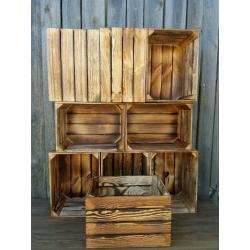 10 Rustic Smaller Burn Effect Vintage Wooden Crates