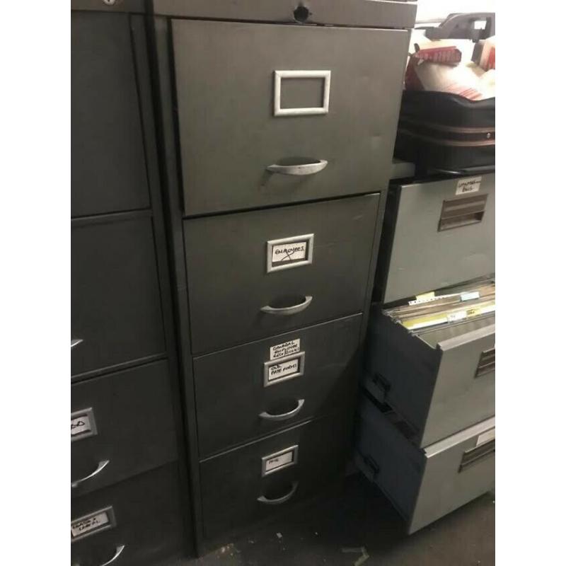 Vintage Industrial 4 Draw Metal Filing Cabinet