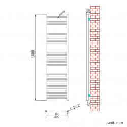 1800x500mm Chrome Straight Heated Bathroom Towel Radiator RRP ?219.97 OUR PRICE ONLY ?85.00