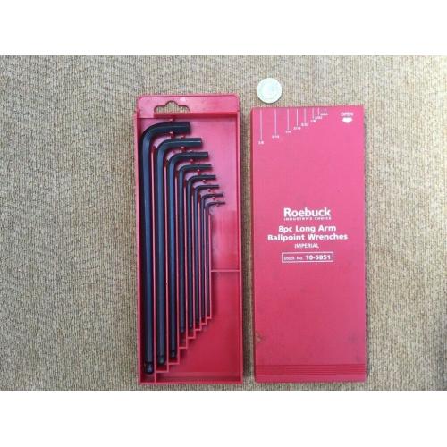 Allen keys, Long Arm Ballpoint: 8pc Imperial set