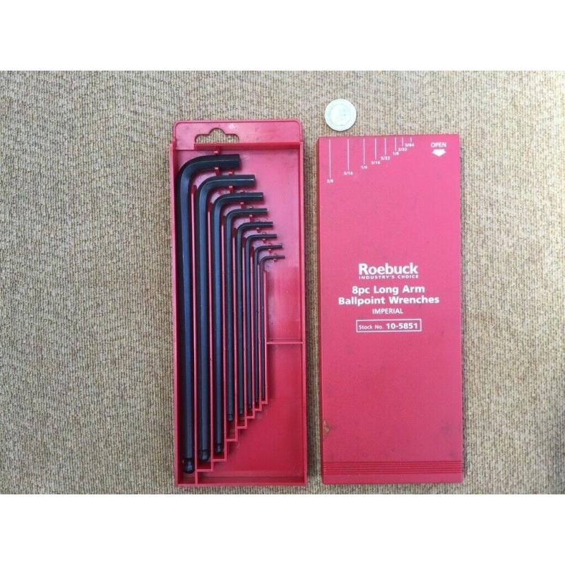 Allen keys, Long Arm Ballpoint: 8pc Imperial set