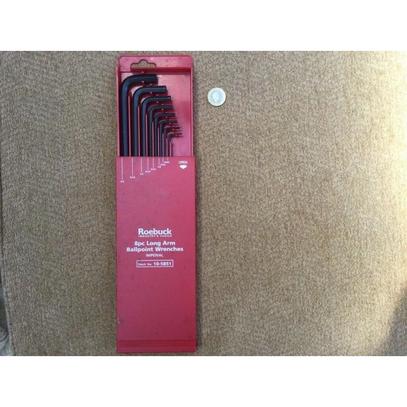 Allen keys, Long Arm Ballpoint: 8pc Imperial set