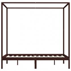 Canopy Bed Frame Dark Brown Solid Pine Wood 120x200 cm-283270