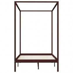 Canopy Bed Frame Dark Brown Solid Pine Wood 120x200 cm-283270