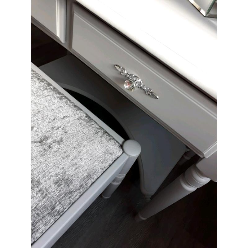 Dressing table mirror and stool