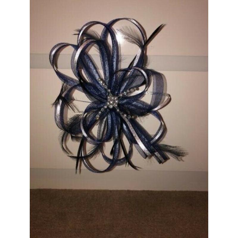 Navy and Silver Fascinator