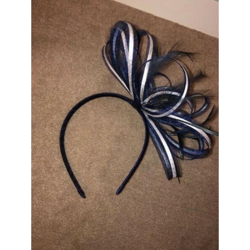 Navy and Silver Fascinator