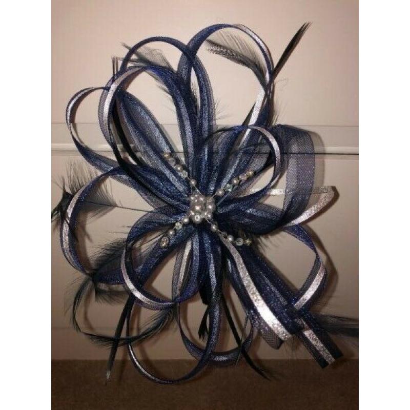 Navy and Silver Fascinator