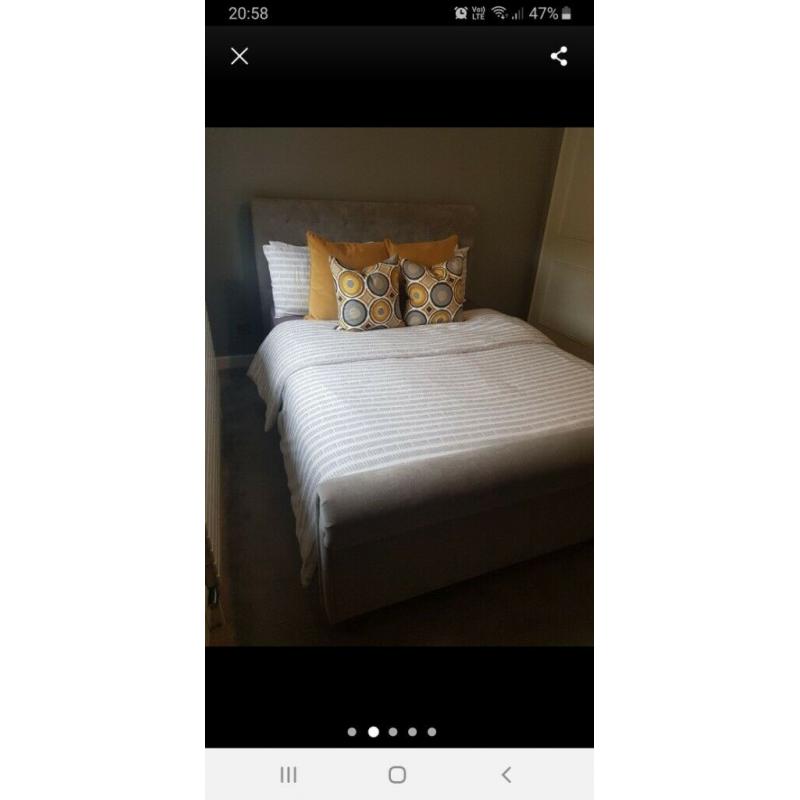 Upholstered grey kingsize bed frame