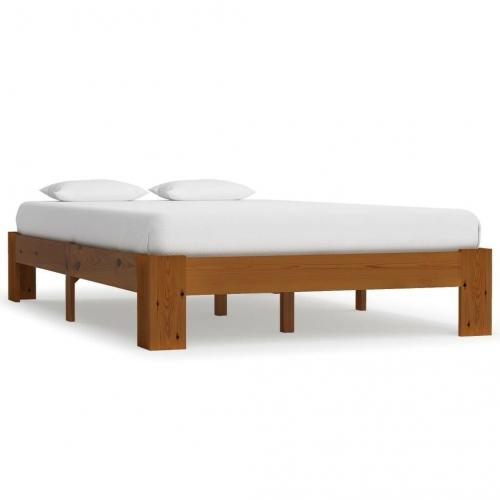 Bed Frame Light Brown Solid Pine Wood 140x200 cm-283289