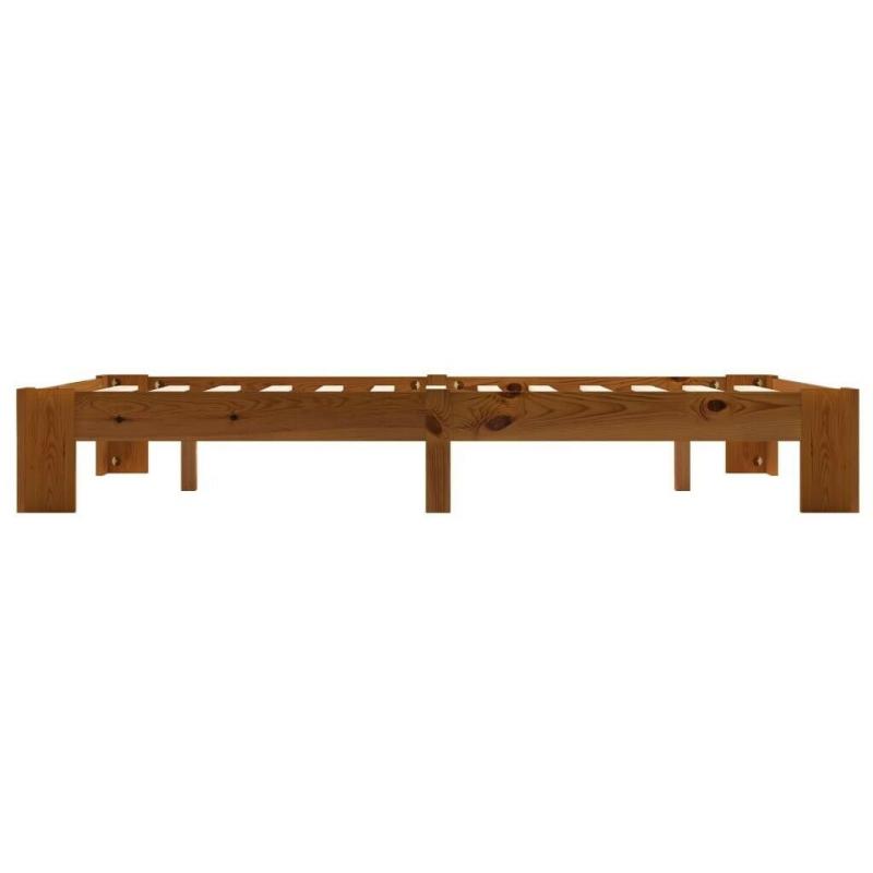 Bed Frame Light Brown Solid Pine Wood 140x200 cm-283289