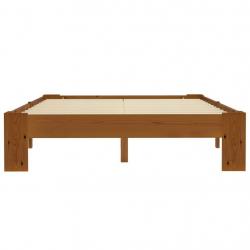 Bed Frame Light Brown Solid Pine Wood 140x200 cm-283289