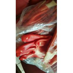 NEW 2 Pairs Red PVC Coated Knitted Wrist Rubber Work Gloves Builders