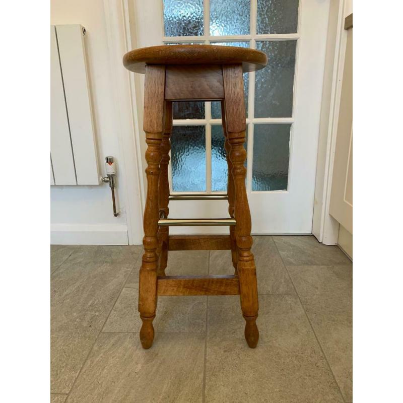 Jim Harris Craftsman - Solid Oak Bar Stool (Brass Feet Rest)