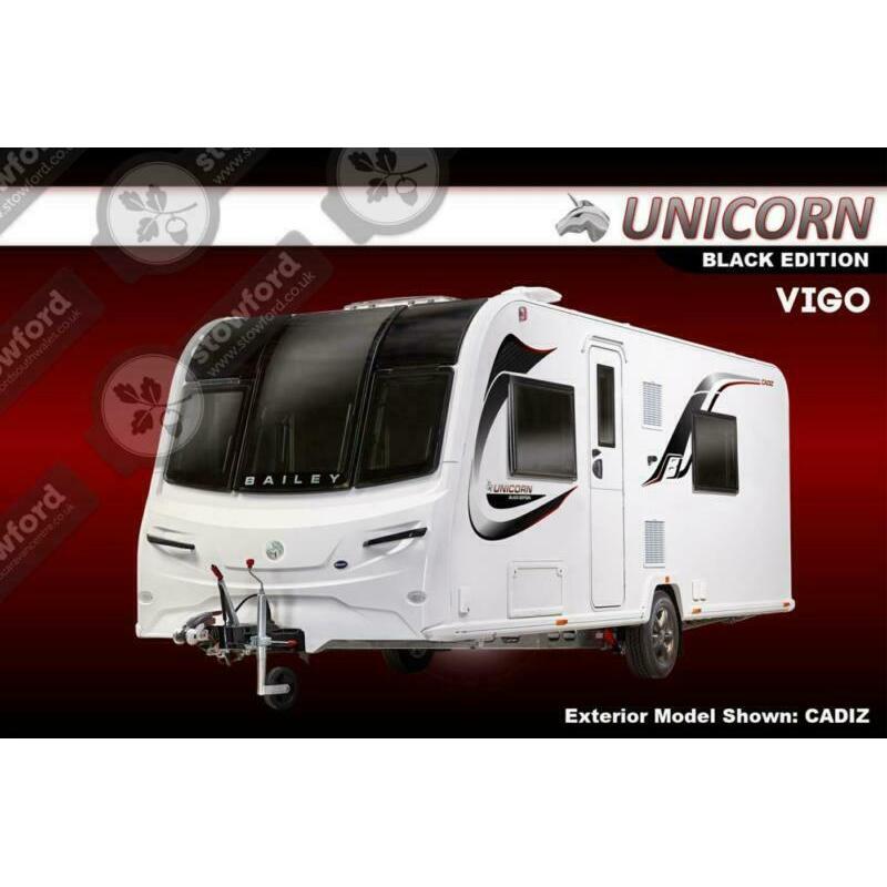 Bailey Unicorn Black Edition Vigo, 2021 NEW, 4 Berth, Touring Caravan