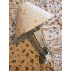 2? glass stand with silver crushed velvet lamp shades