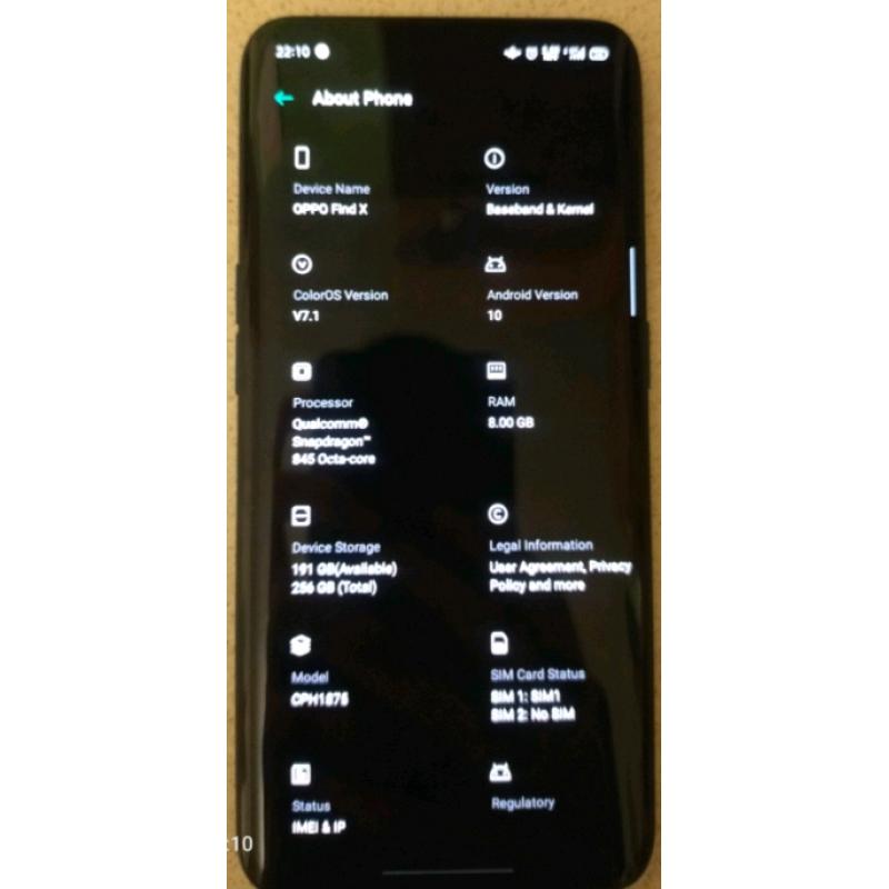 Oppo find X (256gb,8gb)