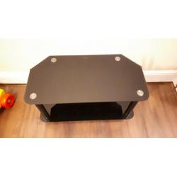 Glass corner tv stand black
