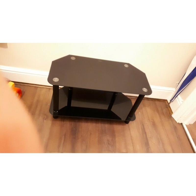 Glass corner tv stand black